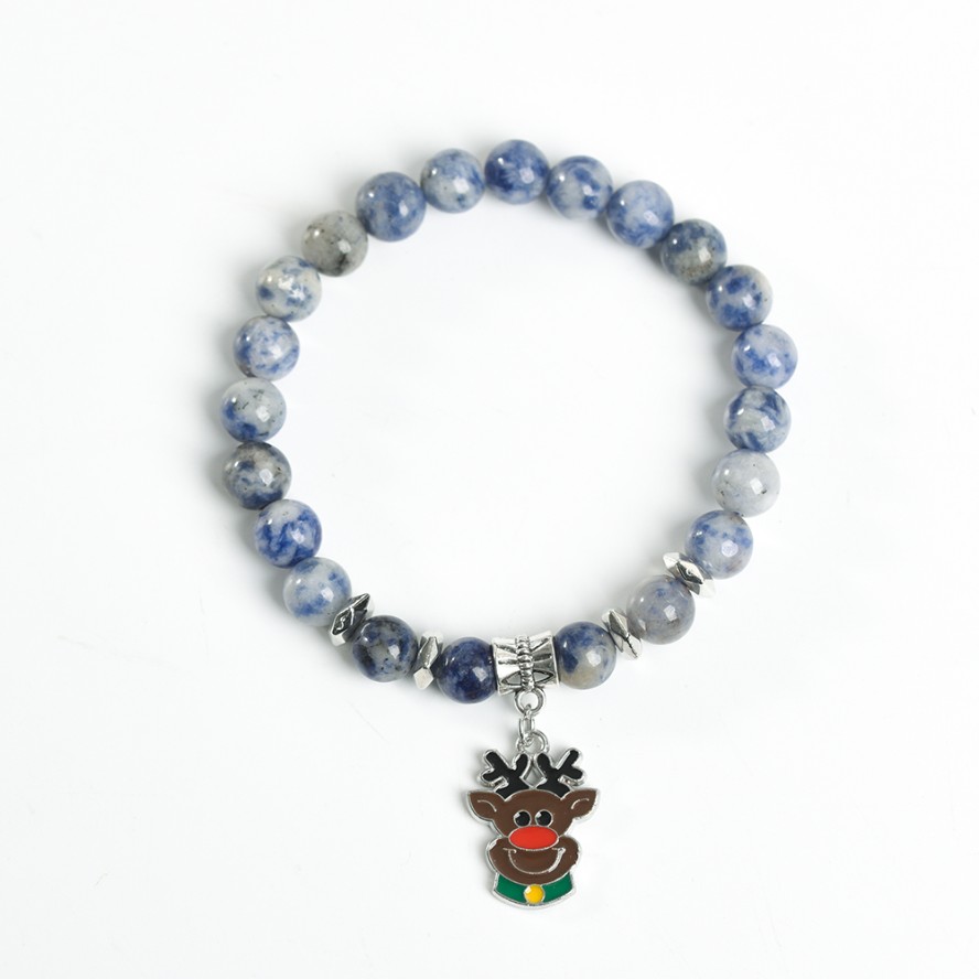 Reindeer Charm Crystal Natural Stone Bracelet